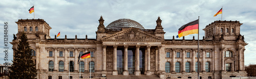 Photography Facade view of the Reichstag, Bundestag building in Berlin, Germany