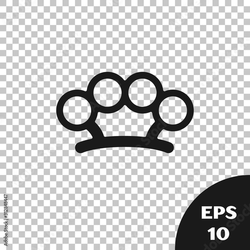 Black Brass knuckles icon isolated on transparent background. Vector Illustration