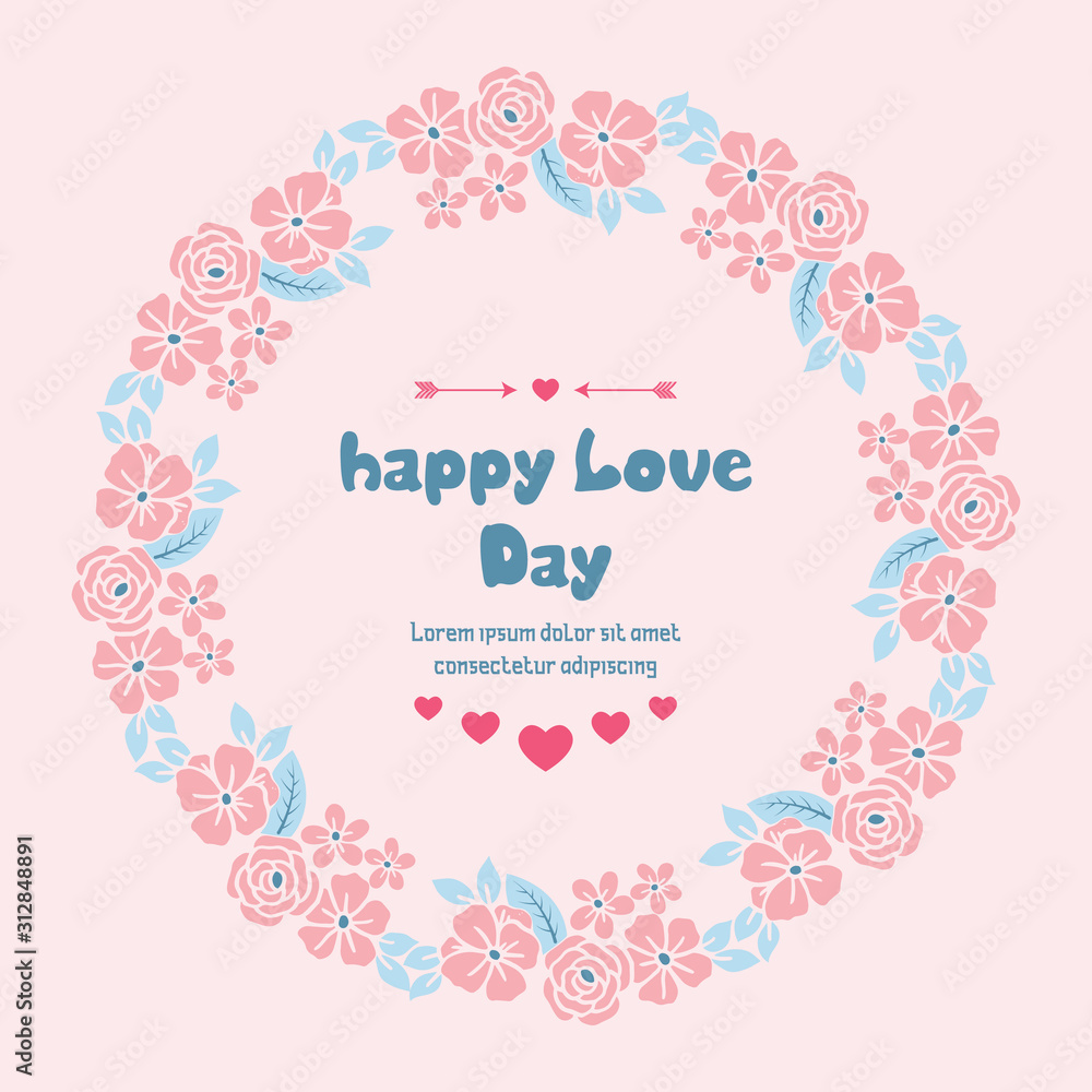 Beautiful Crowd peach floral frame, isolated on a pink elegant background, for happy love day greeting card template design. Vector Beautiful Crowd peach floral frame, isolated on a pink elegant background, for happy love day greeting card template design. Vector