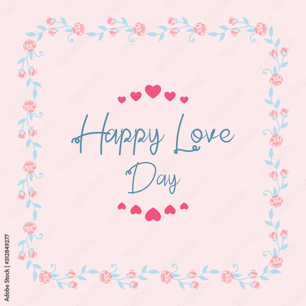 Pattern unique shape leaf and peach floral frame, for happy valentine greeting card design. Vector Pattern unique shape leaf and peach floral frame, for happy valentine greeting card design. Vector