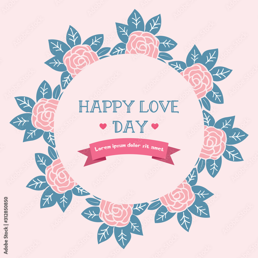Beautiful wreath frame, for romantic happy love day greeting card template design. Vector Beautiful wreath frame, for romantic happy love day greeting card template design. Vector