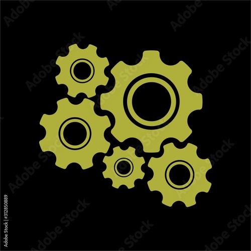 5 gear mechanism and settings vector icon