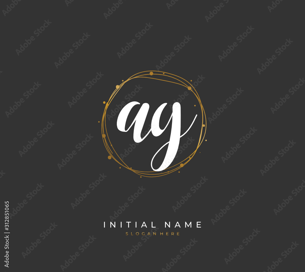 Fototapeta premium Handwritten letter A G AG for identity and logo. Vector logo template with handwriting and signature style.