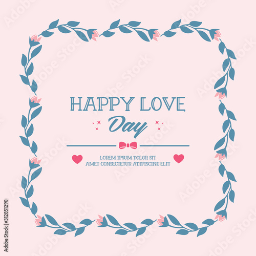 Unique Decoration of leaf and flower frame, for happy love day greeting card concept. Vector