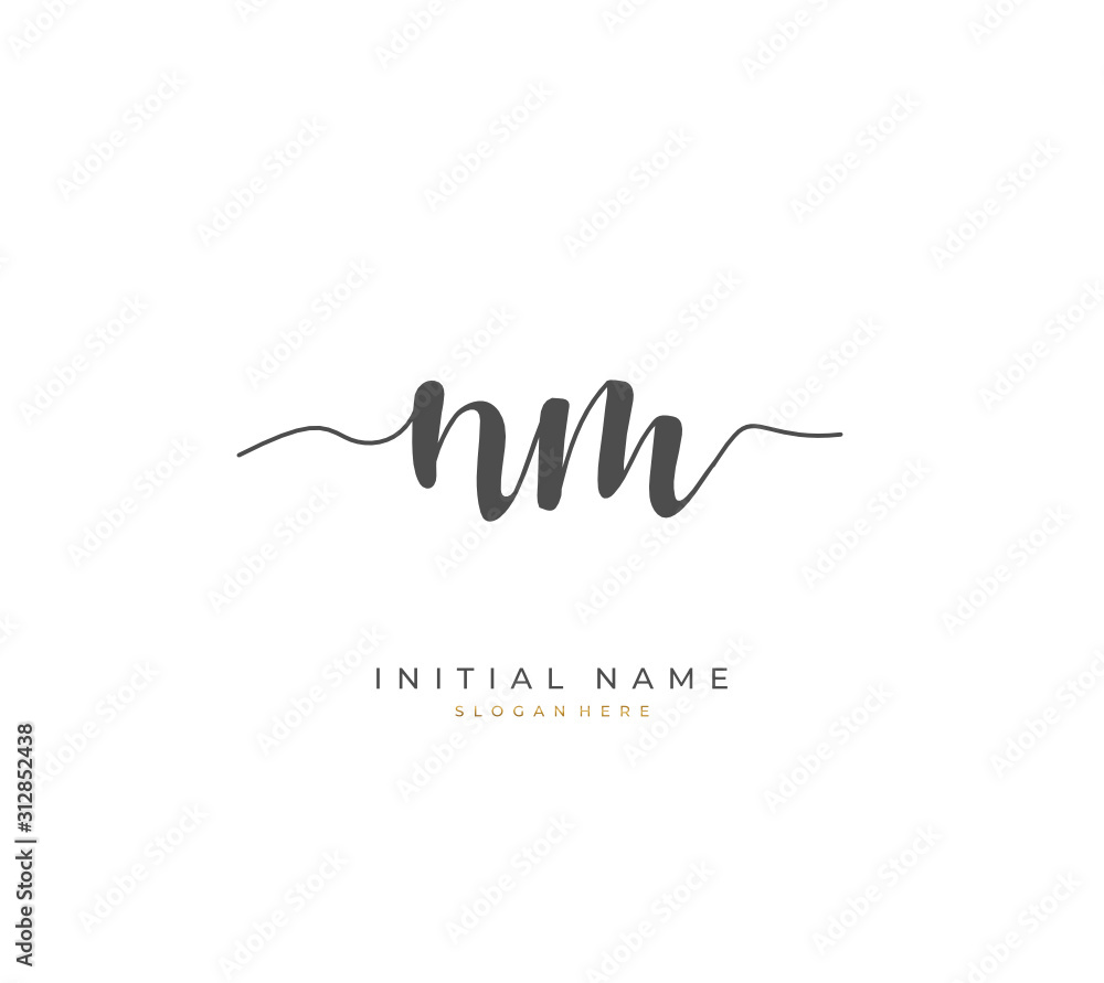 Handwritten letter N M NM for identity and logo. Vector logo template with handwriting and signature style. Handwritten letter N M NM for identity and logo. Vector logo template with handwriting and signature style.