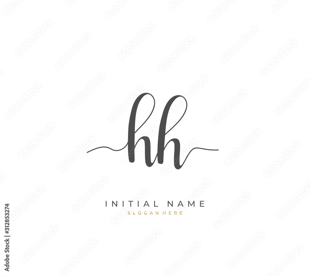 Handwritten letter H HH for identity and logo. Vector logo template with handwriting and signature style. Handwritten letter H HH for identity and logo. Vector logo template with handwriting and signature style.