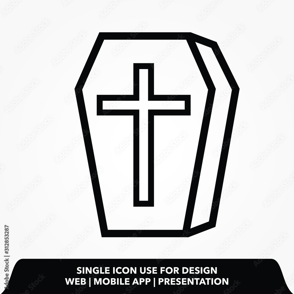 Obraz premium halloween coffin line icon.halloween coffin vector illustration.