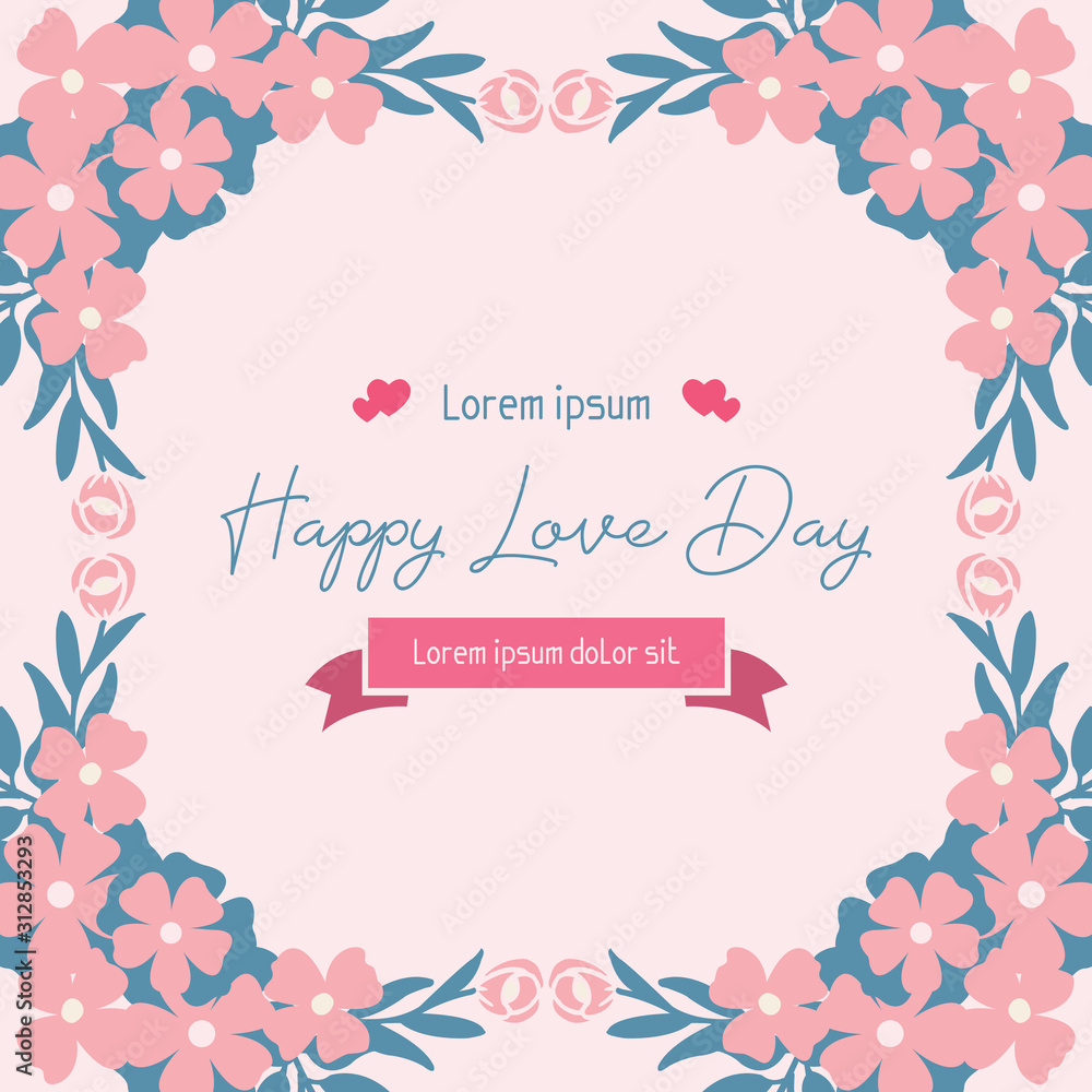 Beautiful frame with seamless of leaf and flower decoration, for happy love day invitation card design. Vector