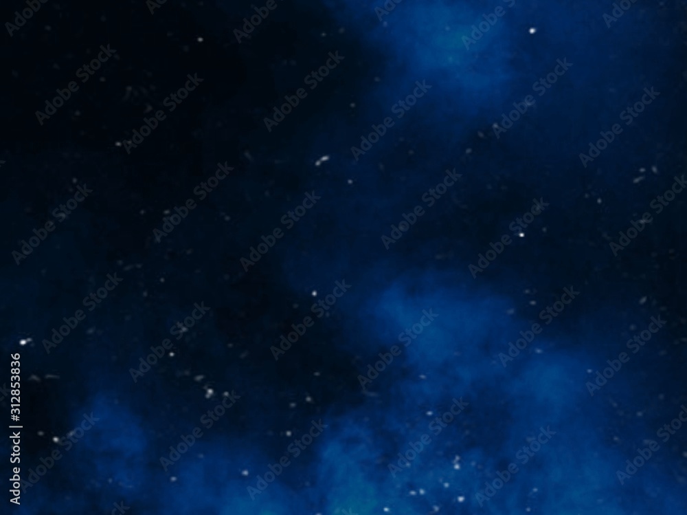 Smoke blue group on dark background design concept in starry sky with stars