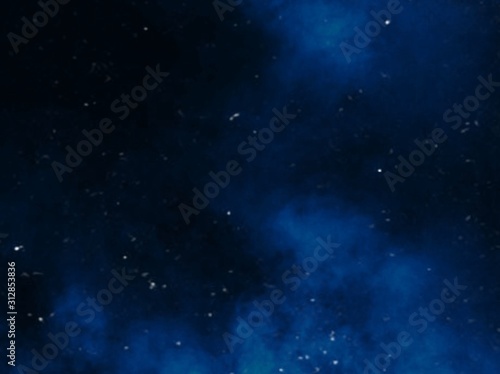 Smoke blue group on dark background design concept in starry sky with stars © Choukun kub