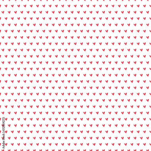 Red heart seamless pattern. Valentine's Day print. Repeating pattern for fabric, apparel, gift wrap, cards, backgrounds and more. Cute, simple. EPS file includes pattern swatch.