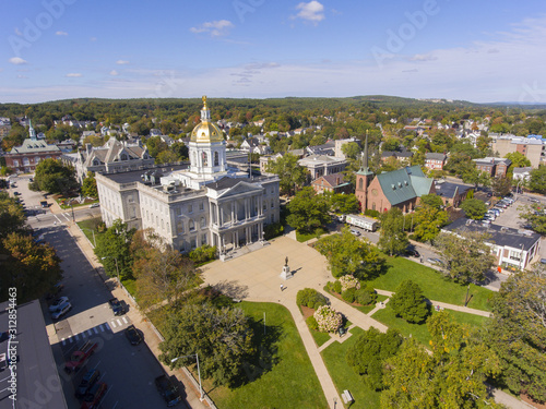 Photo New Hampshire State House aerial view, Concord, New Hampshire NH, USA