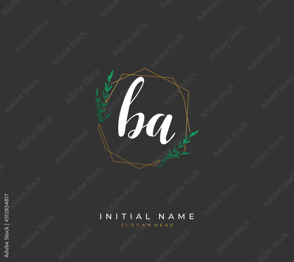 Handwritten letter B A BA for identity and logo. Vector logo template with handwriting and signature style. Handwritten letter B A BA for identity and logo. Vector logo template with handwriting and signature style.