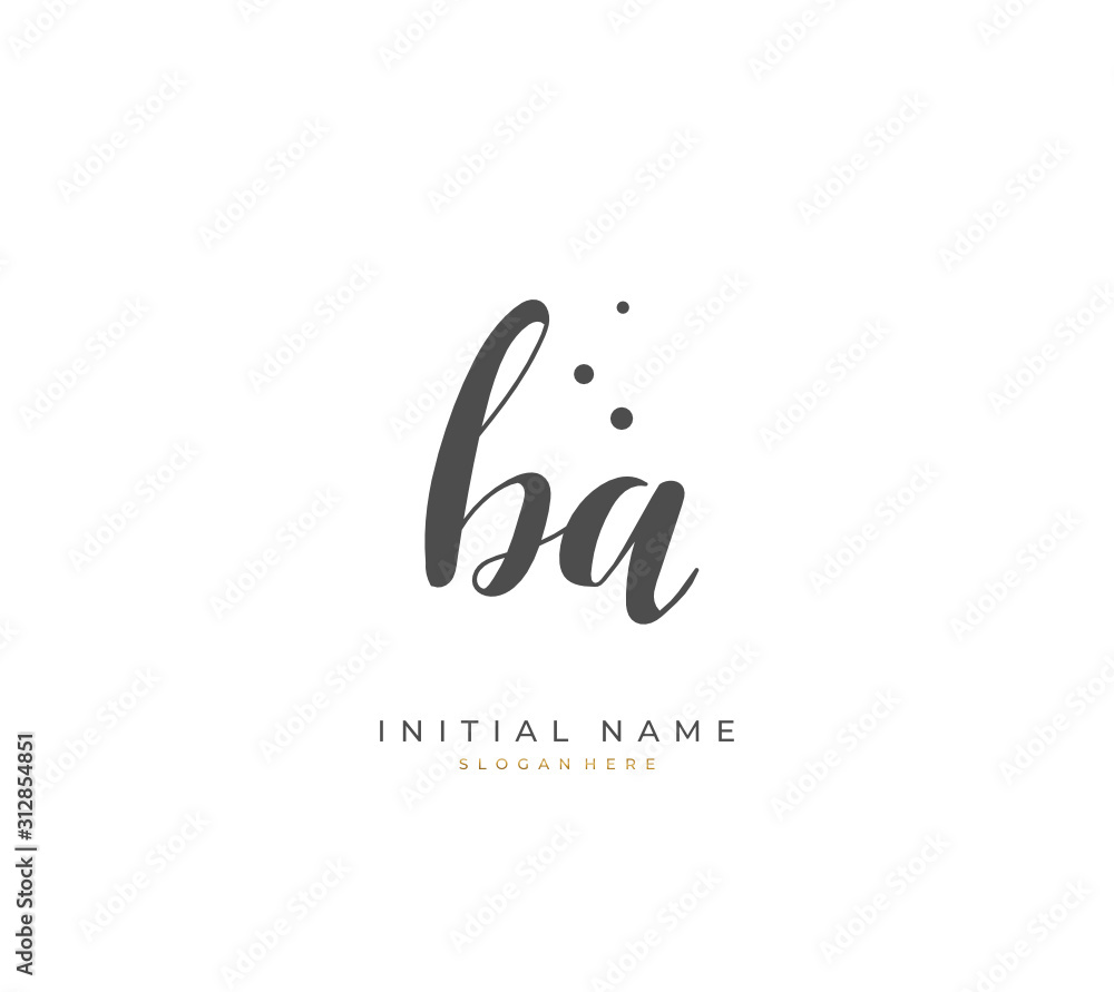 Handwritten letter B A BA for identity and logo. Vector logo template with handwriting and signature style. Handwritten letter B A BA for identity and logo. Vector logo template with handwriting and signature style.