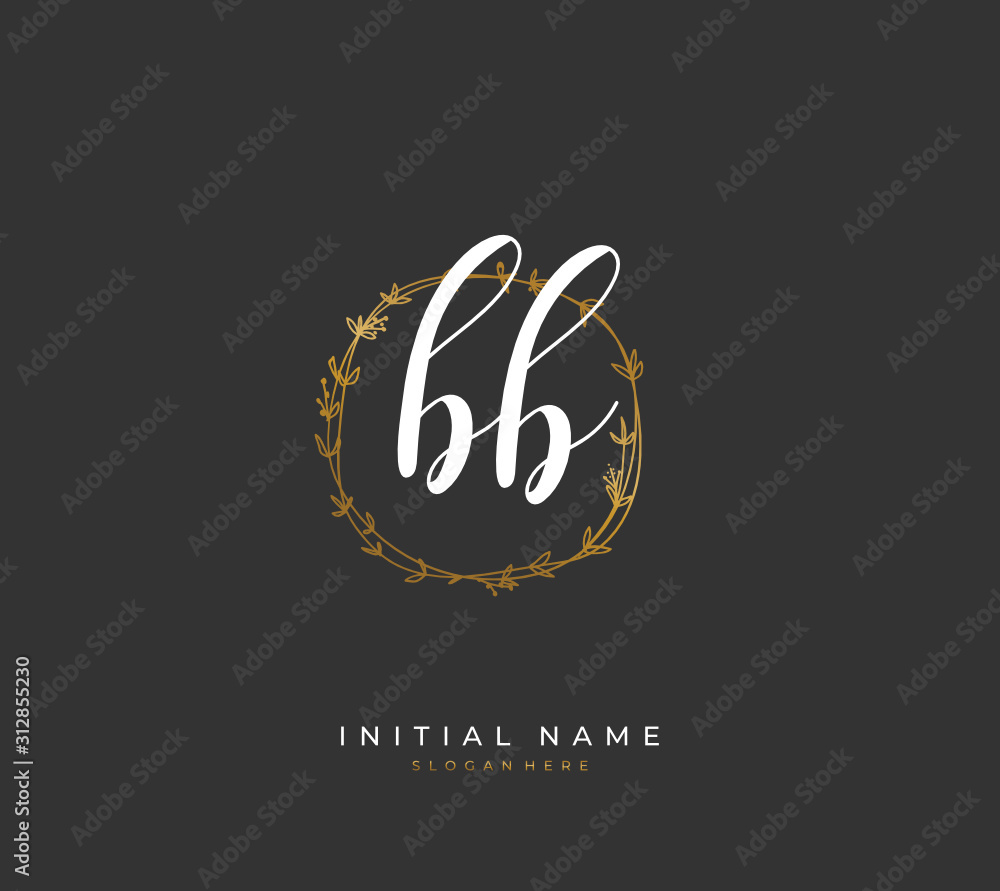 Handwritten letter B BB for identity and logo. Vector logo template with handwriting and signature style. Handwritten letter B BB for identity and logo. Vector logo template with handwriting and signature style.
