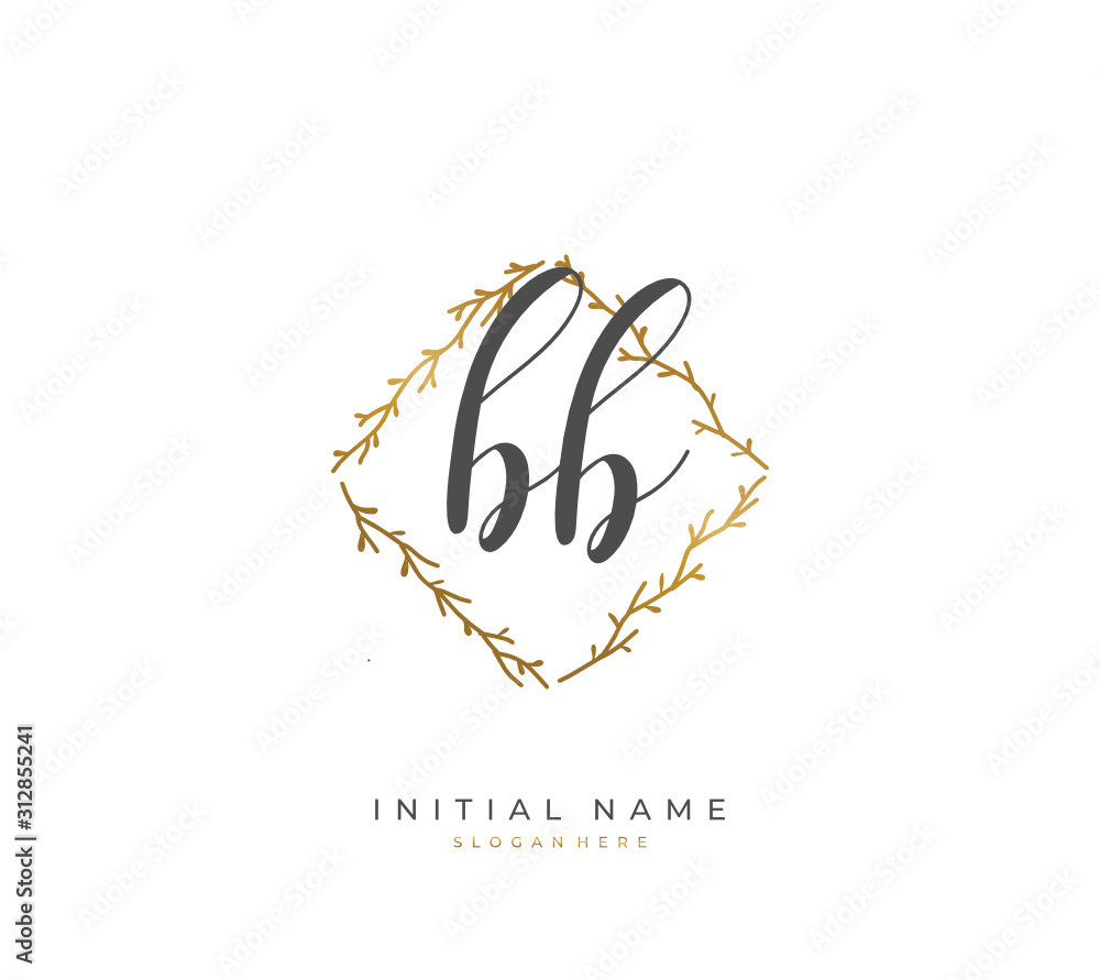 Handwritten letter B BB for identity and logo. Vector logo template with handwriting and signature style. Handwritten letter B BB for identity and logo. Vector logo template with handwriting and signature style.