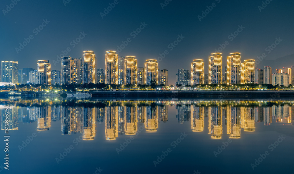 Night view of the central business district, strait financial street, fuzhou city, fujian province, China
