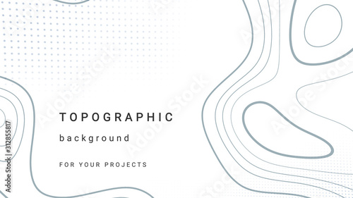 Topographic background and texture, abstract monochrome image. 3D waves. Cartography Background. Map mockup infographics. Wavy backdrop. Cardboard.