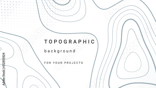 Topographic background and texture, abstract monochrome image. 3D waves. Cartography Background. Map mockup infographics. Wavy backdrop. Cardboard.