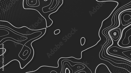 Obraz na płótnie Topographic background and texture, abstract monochrome image. 3D waves. Cartography Background. Map mockup infographics. Wavy backdrop. Cardboard. w salonie