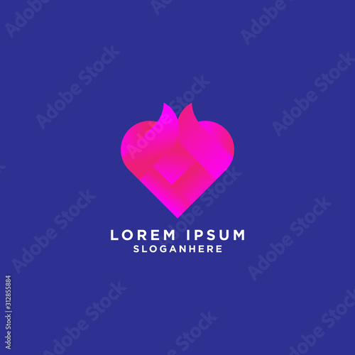 colorful  Heart dating logo design vector
