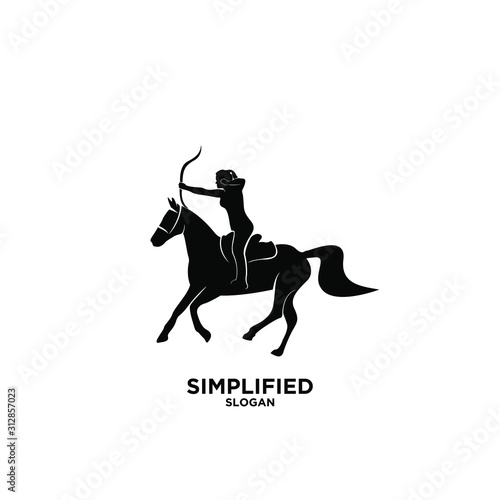 Archer horse black logo icon design vector illustration