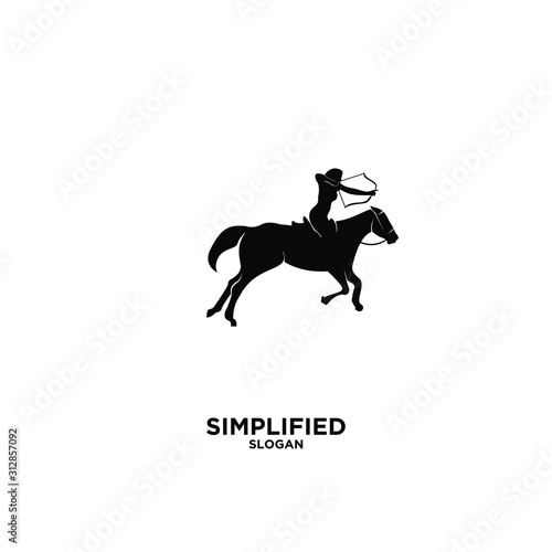 Archer horse black logo icon design vector illustration