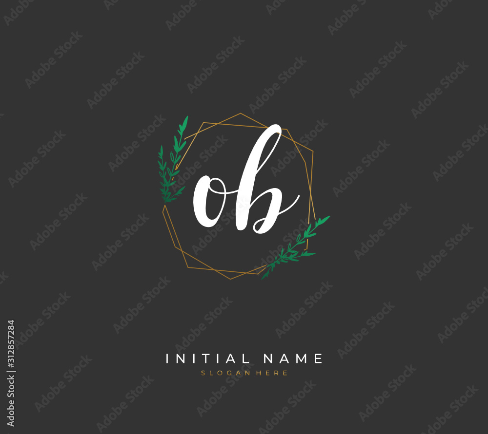 Handwritten letter O B OB for identity and logo. Vector logo template with handwriting and signature style. Handwritten letter O B OB for identity and logo. Vector logo template with handwriting and signature style.