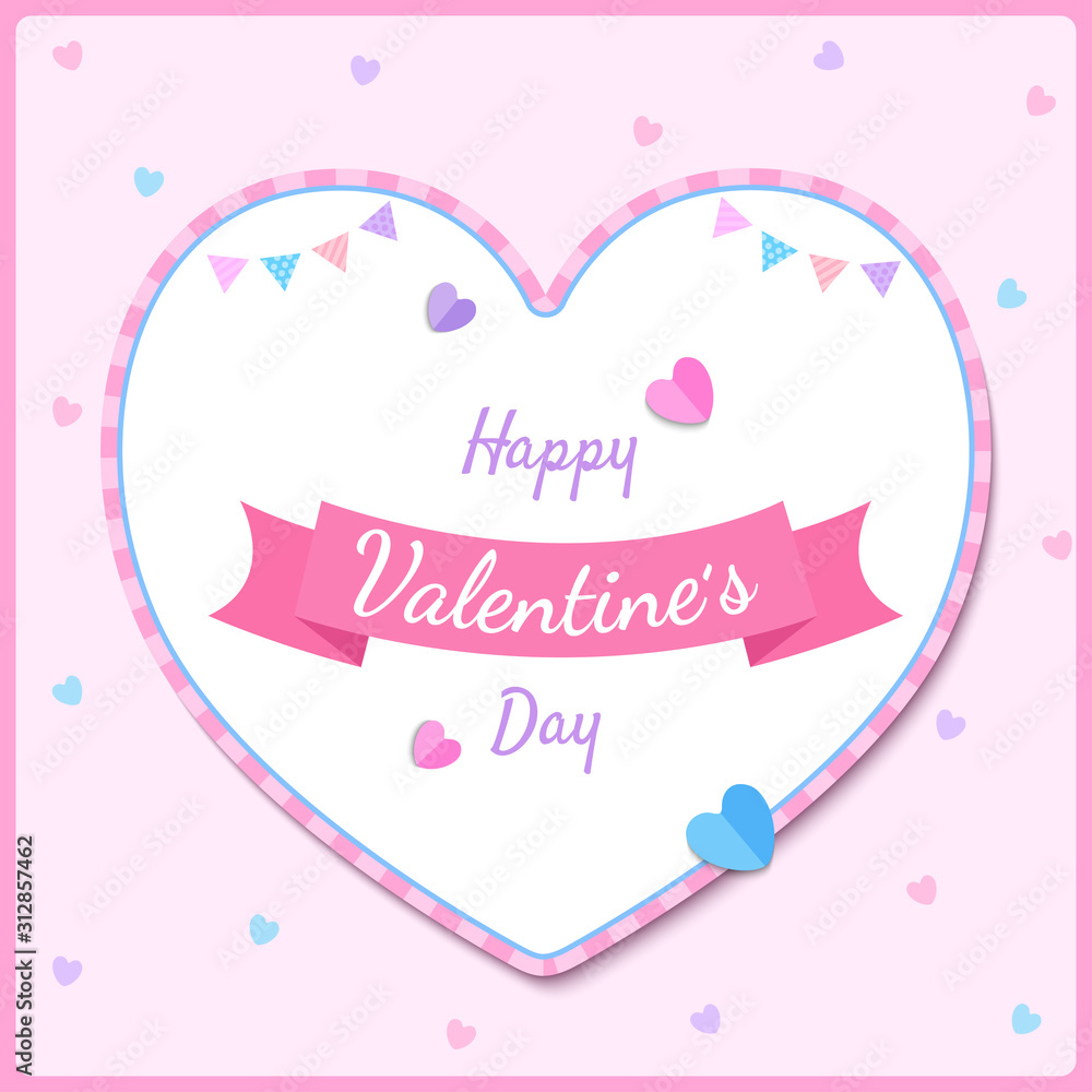 Valentine's day with heart frame and pink
