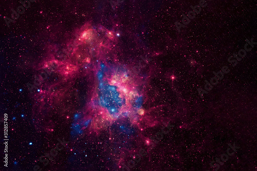 Beautiful, deep space. In pink and blue tones.Elements of this image were furnished by NASA © Artsiom P