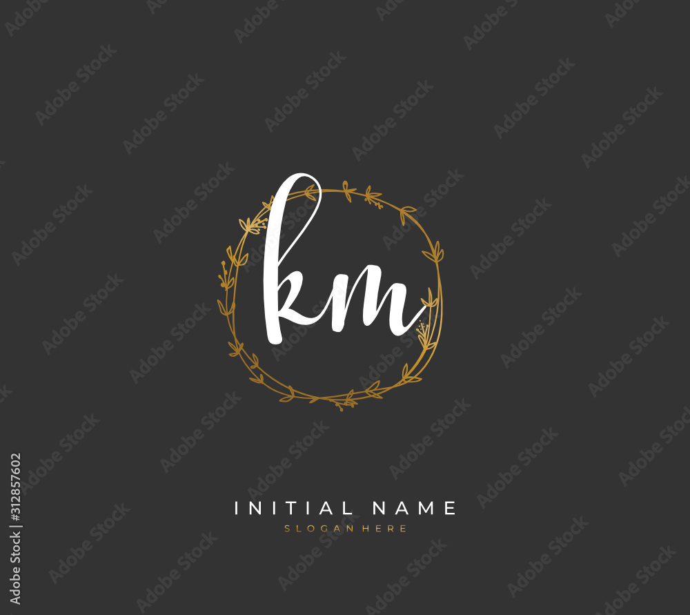 Handwritten letter K M KM for identity and logo. Vector logo template with handwriting and signature style. Handwritten letter K M KM for identity and logo. Vector logo template with handwriting and signature style.