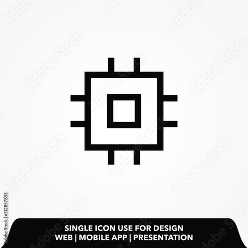Computer microprocessor vector line icon