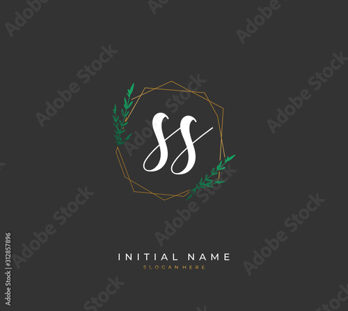 Handwritten letter S SS for identity and logo. Vector logo template with handwriting and signature style.