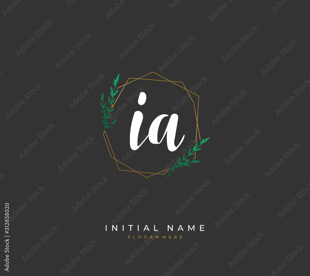 Handwritten letter I A IA for identity and logo. Vector logo template with handwriting and signature style. Handwritten letter I A IA for identity and logo. Vector logo template with handwriting and signature style.