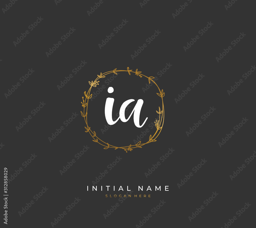 Handwritten letter I A IA for identity and logo. Vector logo template with handwriting and signature style. Handwritten letter I A IA for identity and logo. Vector logo template with handwriting and signature style.