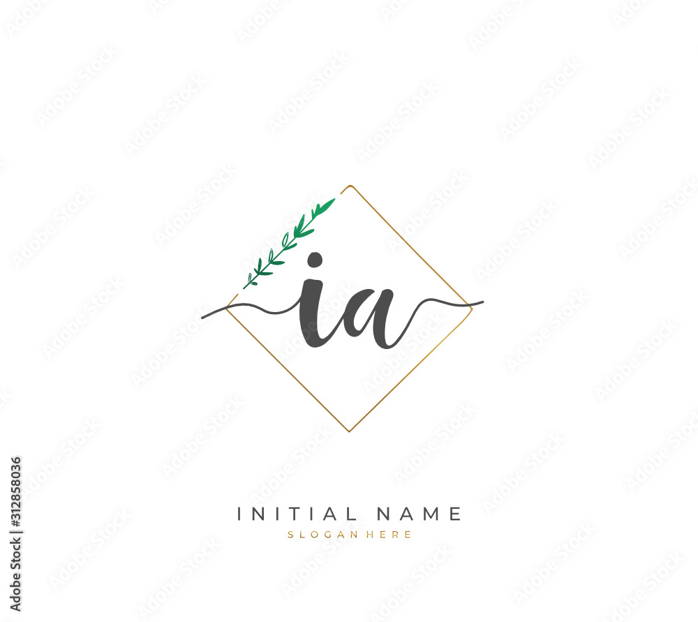 Handwritten letter I A IA for identity and logo. Vector logo template with handwriting and signature style. Handwritten letter I A IA for identity and logo. Vector logo template with handwriting and signature style.