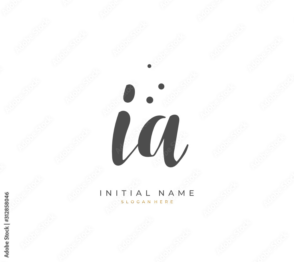 Handwritten letter I A IA for identity and logo. Vector logo template with handwriting and signature style. Handwritten letter I A IA for identity and logo. Vector logo template with handwriting and signature style.