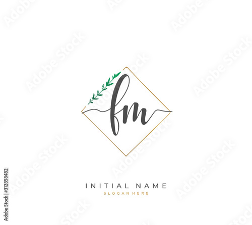 Handwritten letter F M FM for identity and logo. Vector logo template with handwriting and signature style.
