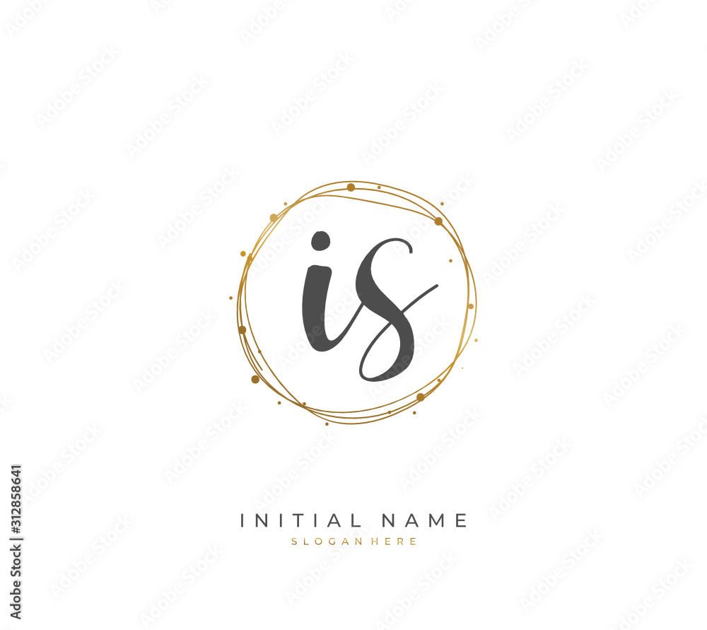 Handwritten letter I S IS for identity and logo. Vector logo template with handwriting and signature style. Handwritten letter I S IS for identity and logo. Vector logo template with handwriting and signature style.