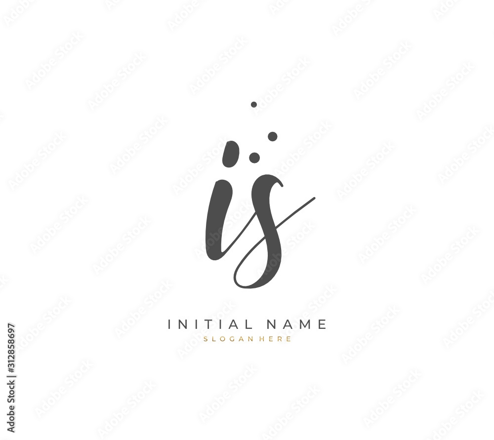 Handwritten letter I S IS for identity and logo. Vector logo template with handwriting and signature style.