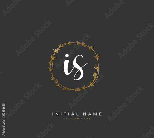 Handwritten letter I S IS for identity and logo. Vector logo template with handwriting and signature style.