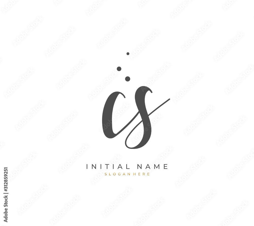 Handwritten letter C S CS for identity and logo. Vector logo template with handwriting and signature style. Handwritten letter C S CS for identity and logo. Vector logo template with handwriting and signature style.