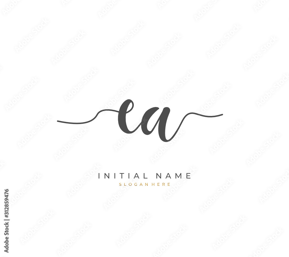 Handwritten letter E A EA for identity and logo. Vector logo template with handwriting and signature style.