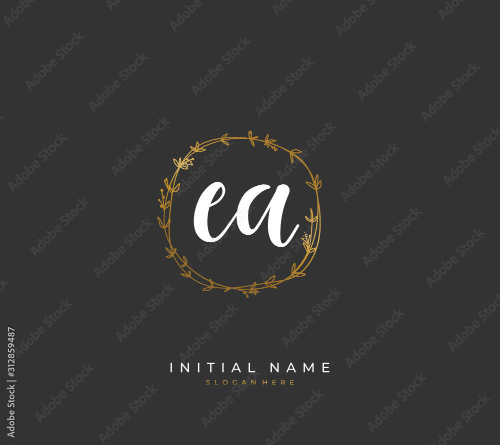 Handwritten letter E A EA for identity and logo. Vector logo template with handwriting and signature style. Handwritten letter E A EA for identity and logo. Vector logo template with handwriting and signature style.