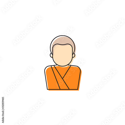 Asian monk vector icon symbol isolated on white background