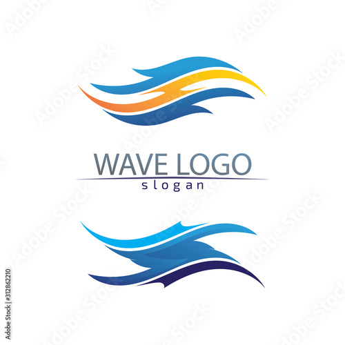 Waves, water beach logo and blue symbols template icons app