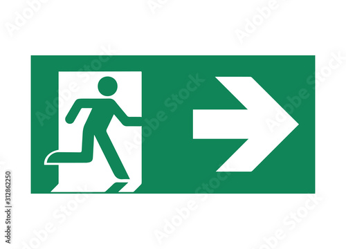 Emergency Exit Sign. Vector illustration, flat design
