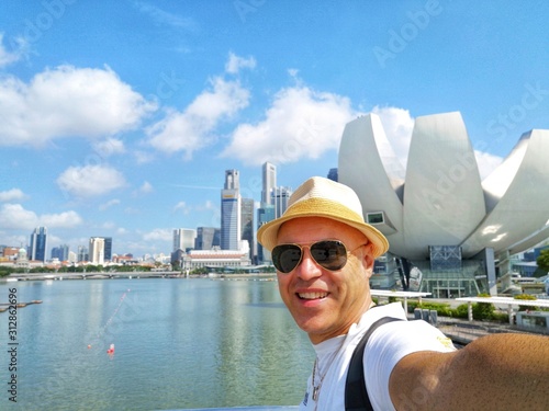 Photography selfie in marina bay in singapore