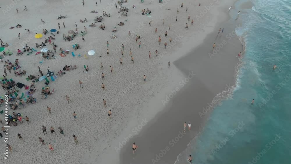 Brazilian People Ipanema beach Rio de Janeiro Brazil drone shot Brazilian People Ipanema beach Rio de Janeiro Brazil drone shot