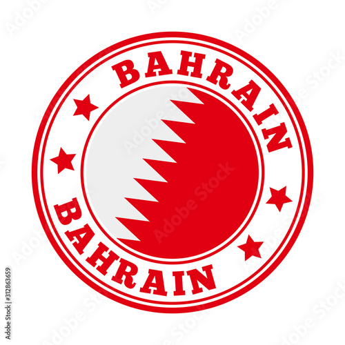 Bahrain country logo with flag. Vector travel stamp or badge illustration.
